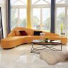 Homary Modern 6-Seater Orange L-Shaped Corner Sectional Sofa Faux Leather Upholstery