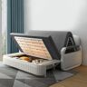 Homary Modern Light Gray Convertible Sleeper Sofa Cotton & Linen Upholstery with Storage