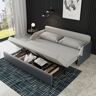 Homary 77" Modern Gray Convertible Storage Full Sleeper Sofa Leath-Aire Upholstery