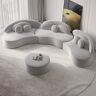 Homary Modern Curved Sectional Modular Sofa Light Gray Velvet Upholstered 7-Seater