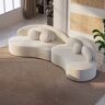 Homary 118" Modern Beige Curved Sectional Modular Sofa Velvet Upholstery for Living Room