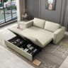 Homary 82" Beige Sofa Bed Convertible Sleeper Couch Cotton & Linen Upholstery with Storage