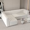 Homary 98" L-Shaped Modern White Boucle Modular Sectional Sofa Left Hand for 4 Seaters