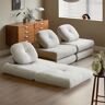 Homary White Cloud Modular Sectional Convertible 3-Seater Sofa Velvet Upholstered with Pillows