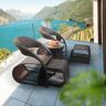 Homary Outdoor PE Rattan Recliner Chair with Ottoman & Storage 2-Piece Set in Coffee