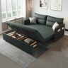 Homary 64" Green Convertible Sleeper Sofa Bed with Storage Leath-aire Upholstery