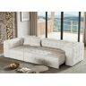 Homary 112.2" White Tufted Boucle Full Convertible Power Sleeper Sectional Sofa with 3 Pillows