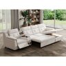 Homary 134.6" White Power Reclining Sectional Sofa Pull Out Bed Cup Holder & Speaker & Storage