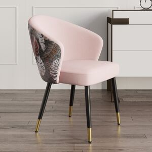 Homary Set of 2 Velvet Dining Chairs Upholstered Modern Pink Dining Room Chairs with Arm