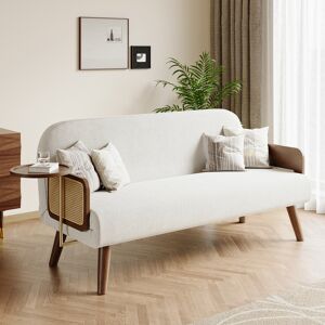 Homary Mid-Century Modern Rattan Daybed Queen Sofa Bed Convertible Sleeper Lounge Chair Folding