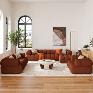 Homary 83" Channeled 2-Seater Boucle Loveseats Sofa 118" Channeled 3-Piece Boucle Sectional L-Shaped Sofa with Chaise