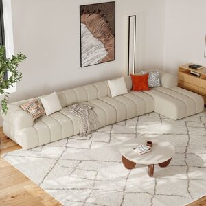 Homary 157" Channeled 4-Piece Chenille Sectional L-Shaped Sofa with Chaise
