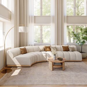 Homary 140" Spill-Resistant Curved Modular Sectional Sofa 4 Pieces Performance Boucle White Sectional Couch