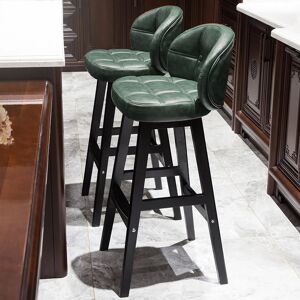 Homary Green PU Leather Counter Height Bar Stools with Back Set of 2 Rustic Counter Stool