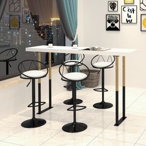 Homary Modern White PU Leather Counter Height Bar Stool (Set of 2) Adjustable Height & Swivel