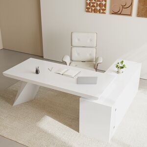 Homary Modern White L-Shape Executive Left Hand Desk & Office Chair Set (78.7'') Homary Modern White L-Shape Executive Left Hand Desk & Office Chair Set (78.7'')