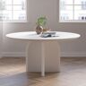 Homary 39" Modern Round Dining Table for 4 White Solid Wood Tabletop Pedestal Base