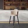 Homary Beige Modern Bar Stool Height Upholstered Chair with PU Leather