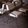 Homary Industrial Upholstered Dining Chair White PU Leather Dining Chair (Set of 2)