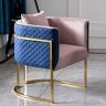 Homary Cuddle Chair Pink & Blue Velvet Upholstered Club Chair Gold Barrel Chair Accent Chair