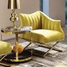 Homary Glam Accent Chair Velvet Upholstered in Gold Legs Style in B Left Side Chair