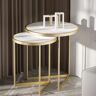 Homary White End Table Sets Modern Marble Top Nesting Side Table