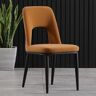 Homary Modern Orange Dining Chair Loop Backrest Armless Chair Carbon Steel in Black (Set of 2)