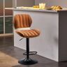 Homary Swivel Bar Stool with Backrest Adjustable Height PU Leather Upholstered