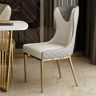 Homary Modern Wingback Dining Chair Gray PU Leather Upholstered Side Chair Set of 2 Gold Legs