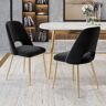 Homary Modern Black Upholstered Dining Chair (Set of 2) with Hollow Back & Gold Legs