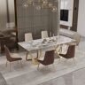 Homary 79" Contemporary Rectangle Dining Table in Gold for 8 Seaters with Stone Top