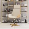 Homary Leather Office Desk Chair High Back Adjustable Swivel Executive Chair in Beige & Gold Modern Home Office Chair