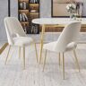 Homary Mid-Century Modern White Upholstered Dining Chair Set of 2 with Hollow Back