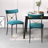 Homary Empire Style Upholstered Cross Back Green Side Chair Dining Chair