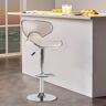 Homary Bar Height Bar Stool White PU Leather Upholstery 32" Bar Chair with Backrest