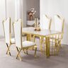 Homary White Upholstered Dining Chairs (Set of 2) Stainless Steel Side Chair with Gold Legs