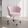 Homary Modern Pink Velvet Ergonomic Swivel Office Chair Height Adjustable with Wheels