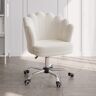 Homary Beige Modern Swivel Office Chair Velvet Upholstered Task Chair Adjustable Height