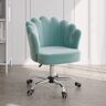 Homary Blue Modern Swivel Office Chair Velvet Upholstered Task Chair Adjustable Height