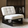 Homary Japandi Boucle Lounge Chair White & Black Accent Chair Ash Wood Upholstery