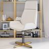 Homary Leather Office Desk Chair High Back Adjustable Swivel Executive Chair in White & Gold Modern Home Office Chair