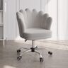 Homary Gray Modern Swivel Office Chair Velvet Upholstered Task Chair Adjustable Height