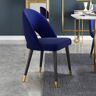 Homary Modern Upholstered Blue Dining Chair Velvet Curved Back (Set of 2)