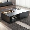 Homary Crator Rectangular Wood Coffee Table with Drawer & Removable Tray top Black & Walnut A