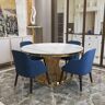 Homary Modern 51" Round Dining Table Sintered Stone Tabletop & Golden Stainless Steel Pedestal