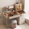 Homary Modern Makeup Vanity Set Champagne Dressing Table with Jewelry Storage & Cabinet & Stool