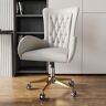 Homary Oakic Modern Leather Office Chair White Ergonomic Desk Chair with Swivel Base & Height Adjustable