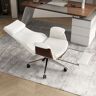 Homary Reclining Leather Office Desk Chair High Back Adjustable Swivel Modern Executive Chair in White