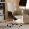 Homary Gray Leather Modern Home Office Chair Upholstered High Back Desk Chair Wooden Frame