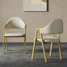 Homary Beige Linen Upholstered Dining Chair Curved Back Chair Set of 2